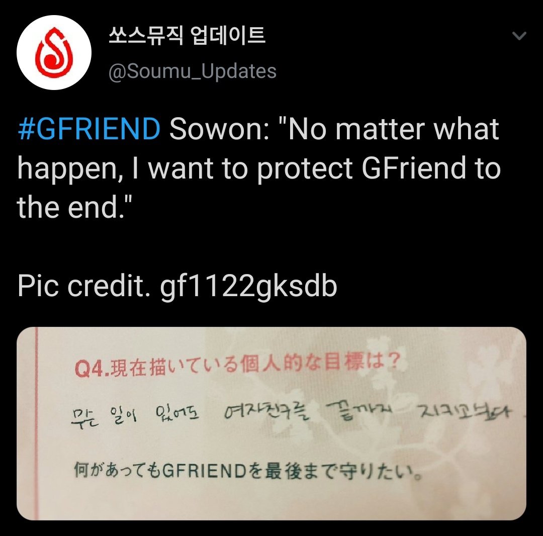 when sowon said she'll protect gfriend to the end no matter what happen "she would rather just block the way so the members can run away"