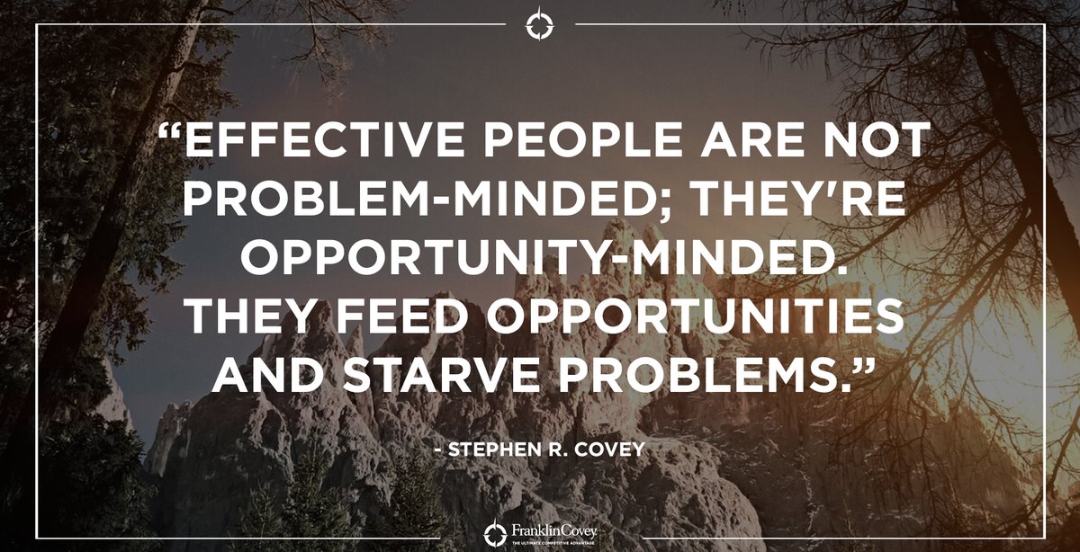 StephenRCovey's tweet image. "Effective people are not problem minded; they're opportunity minded. They feed opportunities and starve problems." - Stephen R. Covey #Effectiveness #ProblemSolver #Leadership #QOTD
For more on The 7 Habits of Highly Effective People, visit here: resources.franklincovey.com/the-7-habits-o…