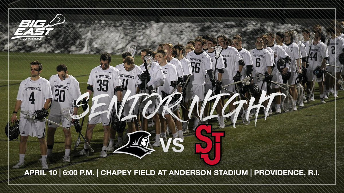 SENIOR NIGHT ‼️

🆚 <a href="/StJohnsLax/">St. John's Lacrosse</a>
🏟️ Chapey Field at Anderson Stadium | Providence, R.I.
⏰ 6:00 p.m.
📊 bit.ly/31LkYIF
💻 bit.ly/323MpOA

#GoFriars
