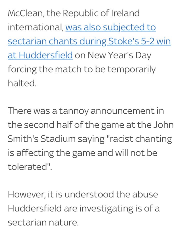 McClean had it at grounds he played at.With Tannoy announcer stating ‘racist chanting is affecting the game and will not be tolerated’.