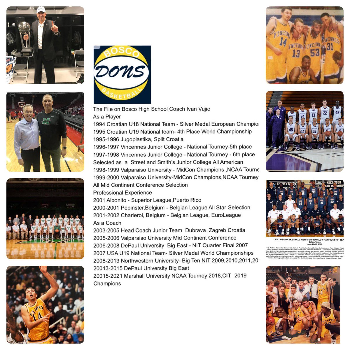Bosco Institute welcomes former Valpo U star &amp; 16 Year NCAA D1 coach Ivan Vujic as the Head Coach of our new High School Program!Ivan has been a winner as a player &amp; coach having played or coached in 3 NCAA Tourneys,5 NIT,1CIT Title@ Valpo,DePaul,Northwestern &amp; Marshall.Boscofam