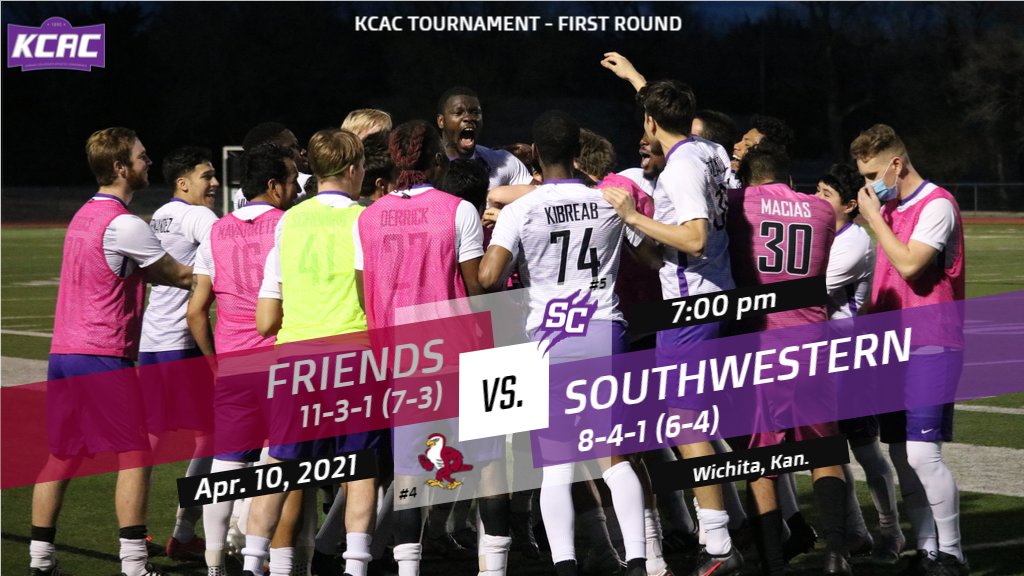 PLAYOFF ⚽️

<a href="/BuilderMSoccer/">Southwestern Men's Soccer</a> visits Friends in the opening round of the KCAC Tournament tonight!

⌚7:00pm at Friends
🏟️Stryker Sports Complex
📍Wichita, Kan.
📺bit.ly/3uJS1tP ($)
📈bit.ly/2REHZJ2