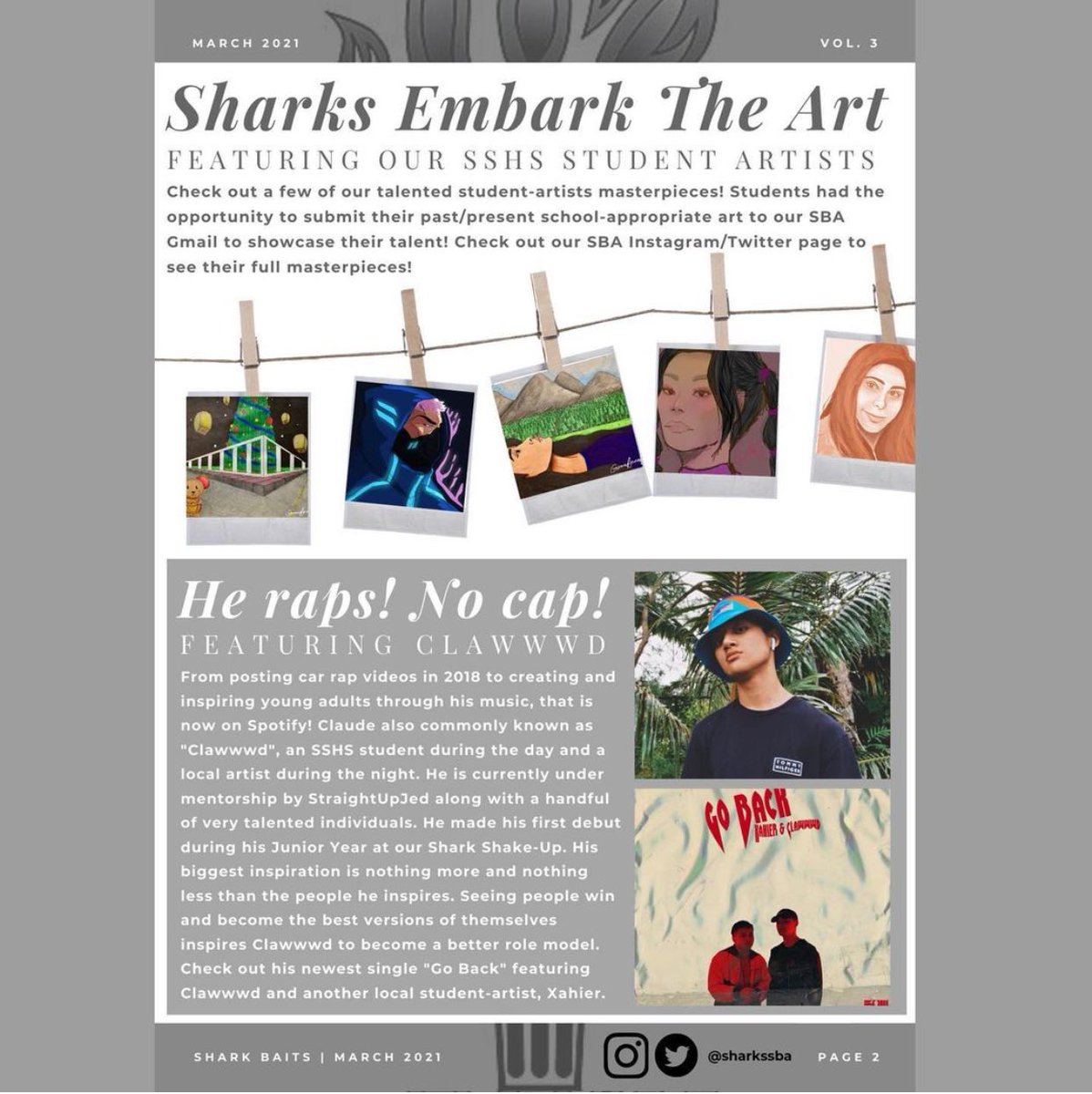 SHARKSSBA's tweet photo. 📰 MARCH SHARK BAITS 📰

We showcased our talented sharks, athletes, and more! Check out this thread to read all about it👇🏼 https://t.co/xWIGz6bBxK