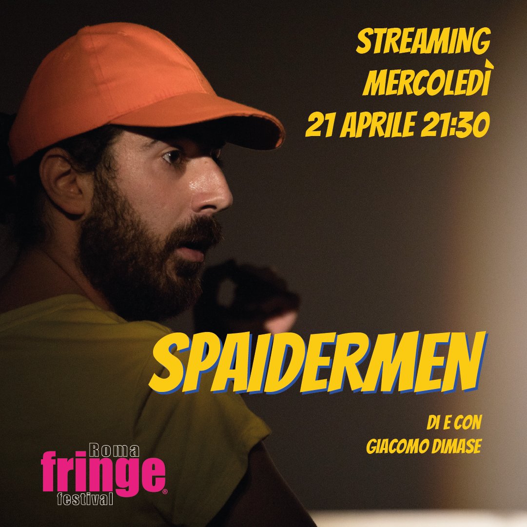 Il 21 aprile alle 21:30 su Teatro.it arriva "Spaidermen"! 
Scritto per tutti i bambini invisibili, per tutti gli adolescenti che si ritroveranno a piangere alla fine, mentre stanno ancora ridendo delle battute precedenti. In concorso al #romafringefestival2021