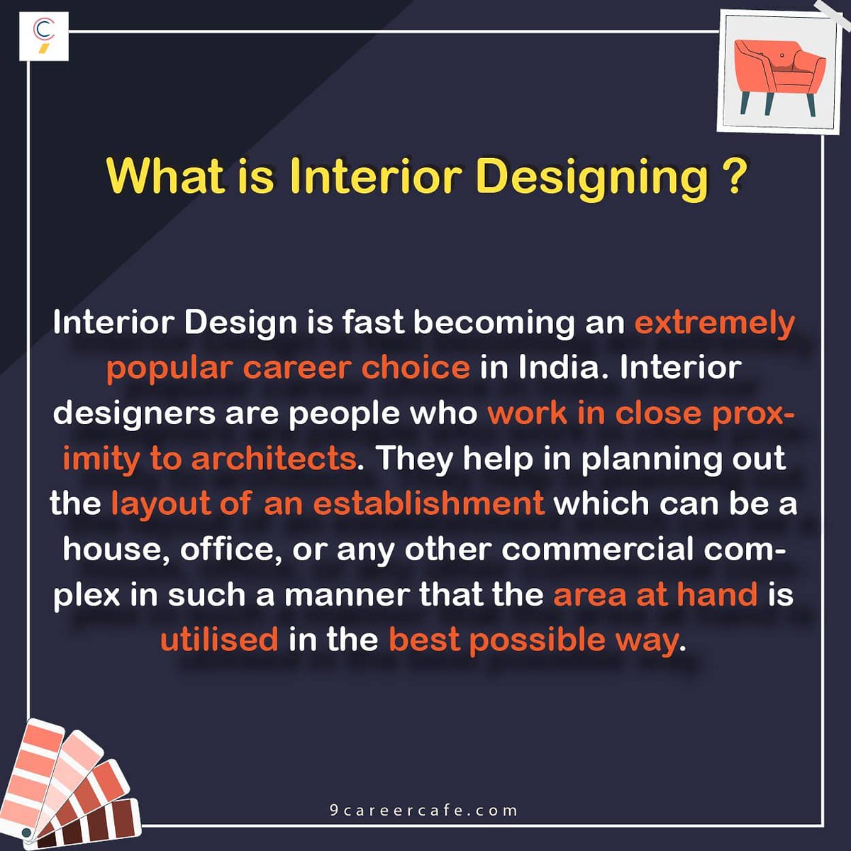 9CareerCafe's tweet photo. Do you want to do interior designing but still wondering about it's details, here we are giving you complete information about it.
Follow your passion
Stay tuned @9-0-career-cafe
#RavishKumar #RahulDravid #Norway #Toyota #SaturdayMotivation #SaturdayVibes #SaturdayThoughts https://t.co/AsFv8NPBv0