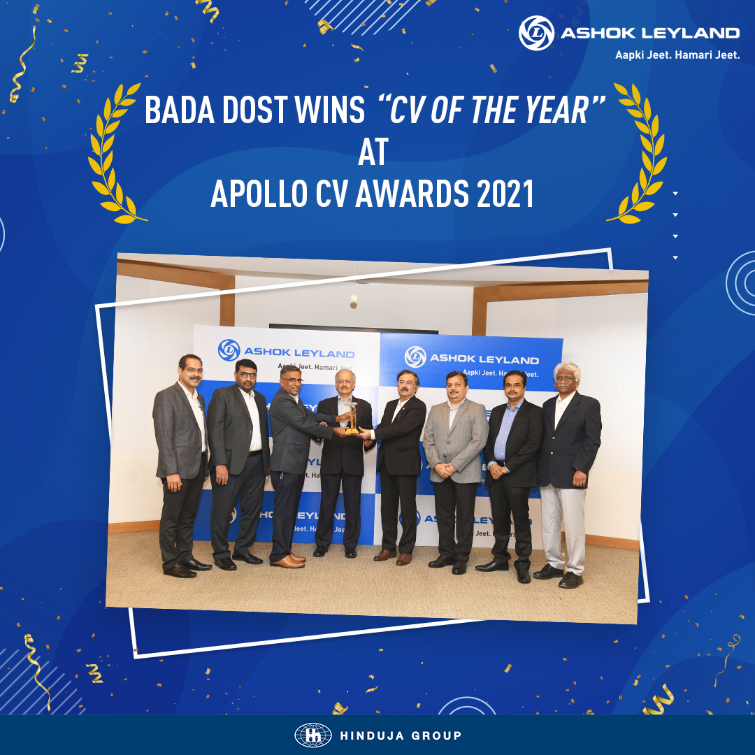 ALIndiaOfficial's tweet photo. We are glad to announce that, Bada Dost has won 'CV of the Year' at the Apollo CV Awards 2021!
#AshokLeyland #ApolloCVAwards2021 #AapkiJeetHamariJeet https://t.co/ViTmINDxHH