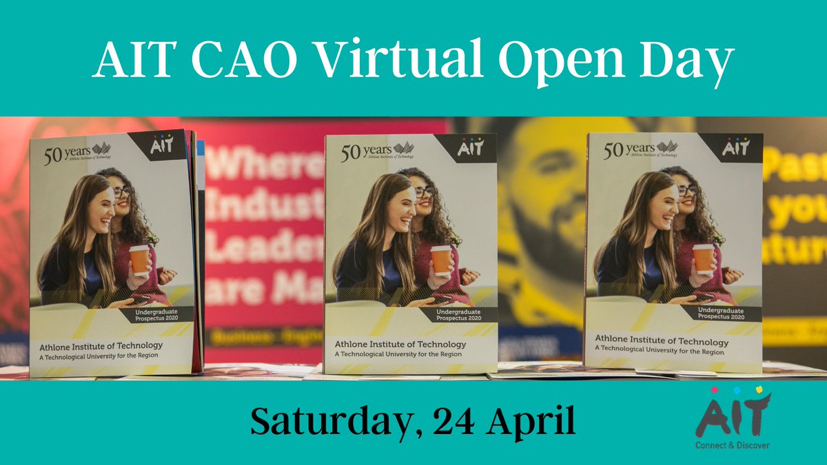 busatait's tweet image. If you are considering AIT for undergraduate study in 2021, join us online on Saturday, 24 of April for live talks and Q&amp;amp;As. Meet our lecturers and student ambassadors virtually and ask questions. ait.ie/news-and-event… #AIT #chooseait #discoveryourstory