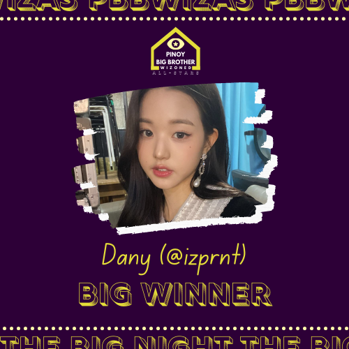 kuya_offical's tweet photo. That means with 74.5% of the total votes, @izprnt, you are the #PBBWIZAS ULTIMATE BIG WINNER! Congratulations! https://t.co/uevA65ryY3