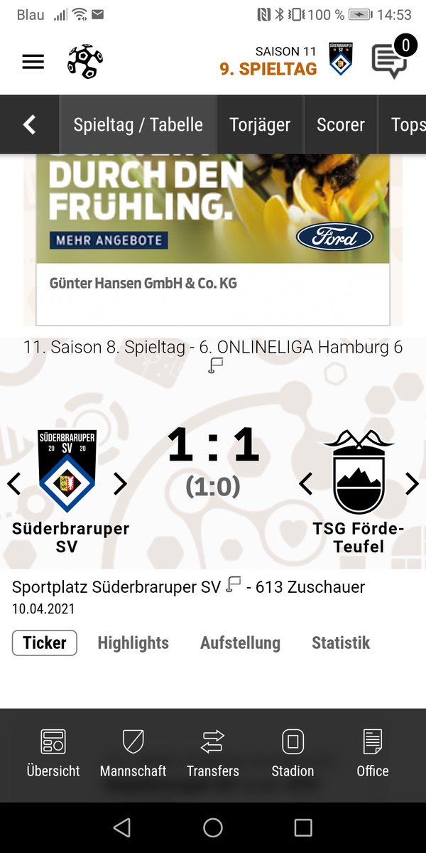 Da gehen wir in Führung und dann wieder so was. Einmal das Ergebnis halten, bzw. nach zu legen.