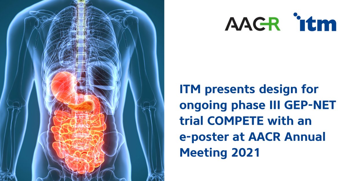 ITM_Radiopharma's tweet photo. Our @AACR e-poster featuring COMPETE, our pivotal Ph III #ClinicalTrial evaluating PRRT in #GEPNETs, will be available from April 10 8:30 am ET / 2:30 pm CET - June 21. Our Deputy CMO will be on hand for questions &amp; discussions. See the full PR here: https://t.co/8axJxFdeQ0 https://t.co/kdu9d8mEaX