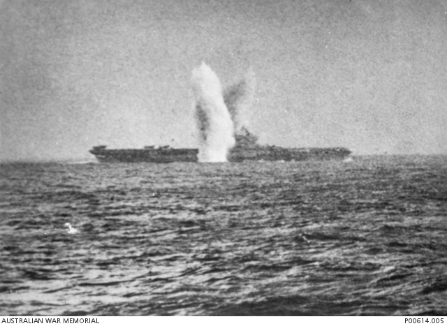The fleet retired to the Philippines in May and Whelp escorted HMS Illustrious, badly damaged by a kamikaze, to Sydney for repairs. Once at Australia, Whelp also remained until July for repairs.AWM