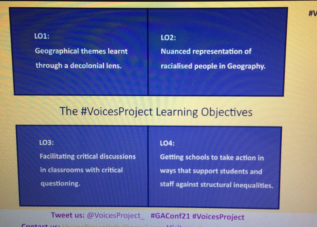 Some outstanding and vitally important learning objectives being outlined by  @VoicesProject_  #decolonisinggeography