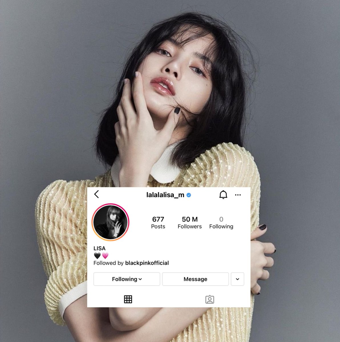 portalblackpink's tweet photo. Parabéns a #LISA por ultrapassar 50,000,000 de seguidores no Instagram sendo a primeira e única Idol de K-pop a alcançar essa marca! 👏✨

#50MForLisa LALISA FIFTY MIL https://t.co/y7zWwIkWoq