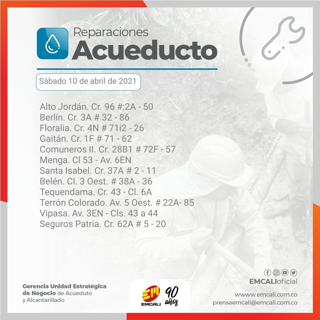 ¡Ojo! Estas son las reparaciones de acueducto para hoy