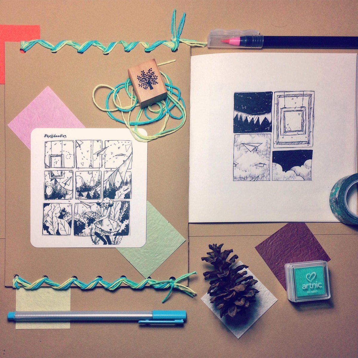 Sedihnya adalah...soft copy/file mentah zine ini (layout, script, editan, dkk) hilang entah kemana ?
Bahkan kertas gambar ilustrasi2 yg dibuat pakai spidol+drawing pennya pun hilang juga ?
Sayang sekali.
#artidn #zine #inking #art