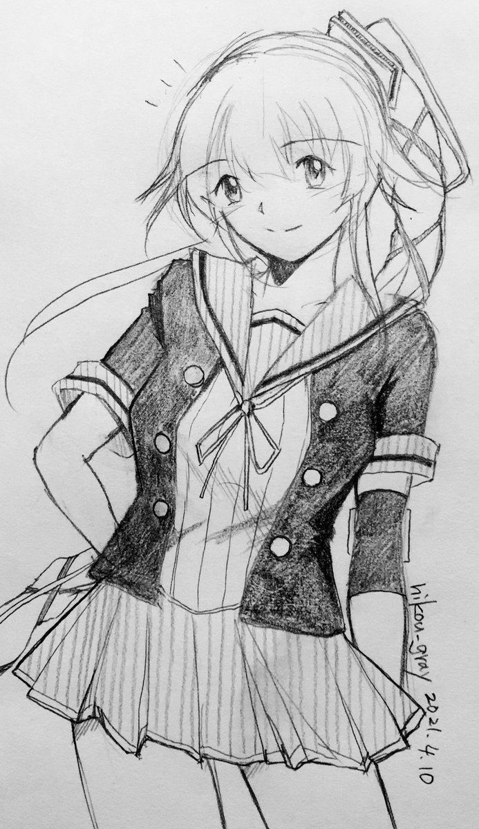 Gray リンガ泊地の丙提督 由良さん 艦これ 由良 アナログ イラスト アナログイラスト 一日一絵 Gray リンガ泊地の丙提督 由良さん 艦これ 由良 アナログ イラスト アナログイラスト 一日一絵