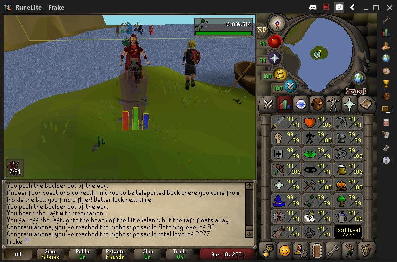 FrakeOSRS's tweet image. 99 Feltching done! 2277/2277 all maxed up