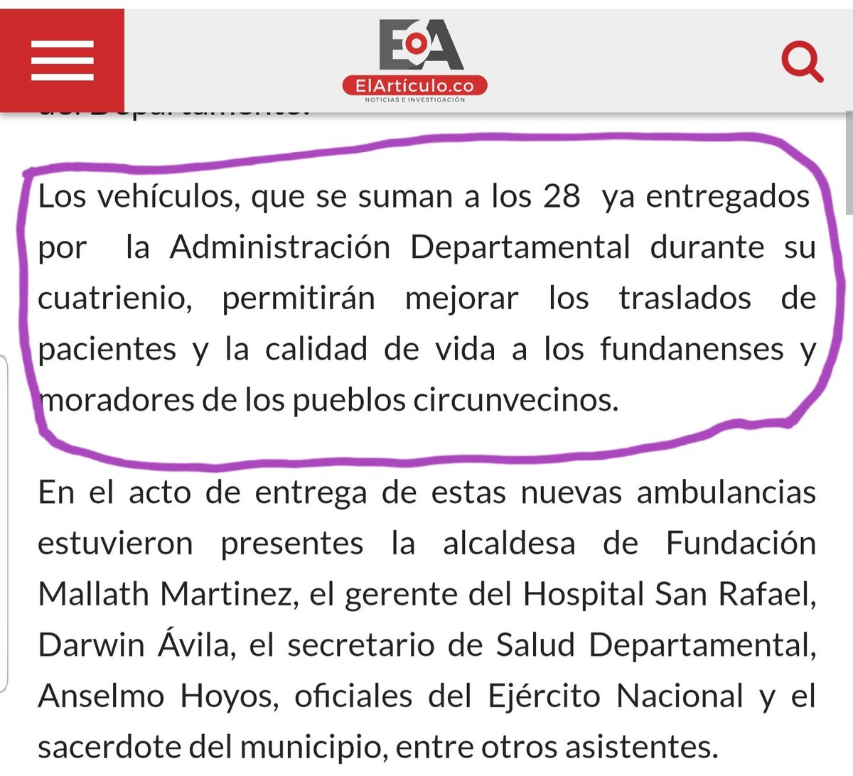 linnammaria's tweet photo. Otra mentiras del mitomano @carlosecaicedo quien dijo q en las administraciones anteriores no habían entregado ambulancias. En el gobierno de @cotes_rosa me encontré estos registros de prensa, 28 ambulancias entregadas, sin tarima, sin show, y puestas en servicio a la comunidad! https://t.co/a6pSc8N0IZ
