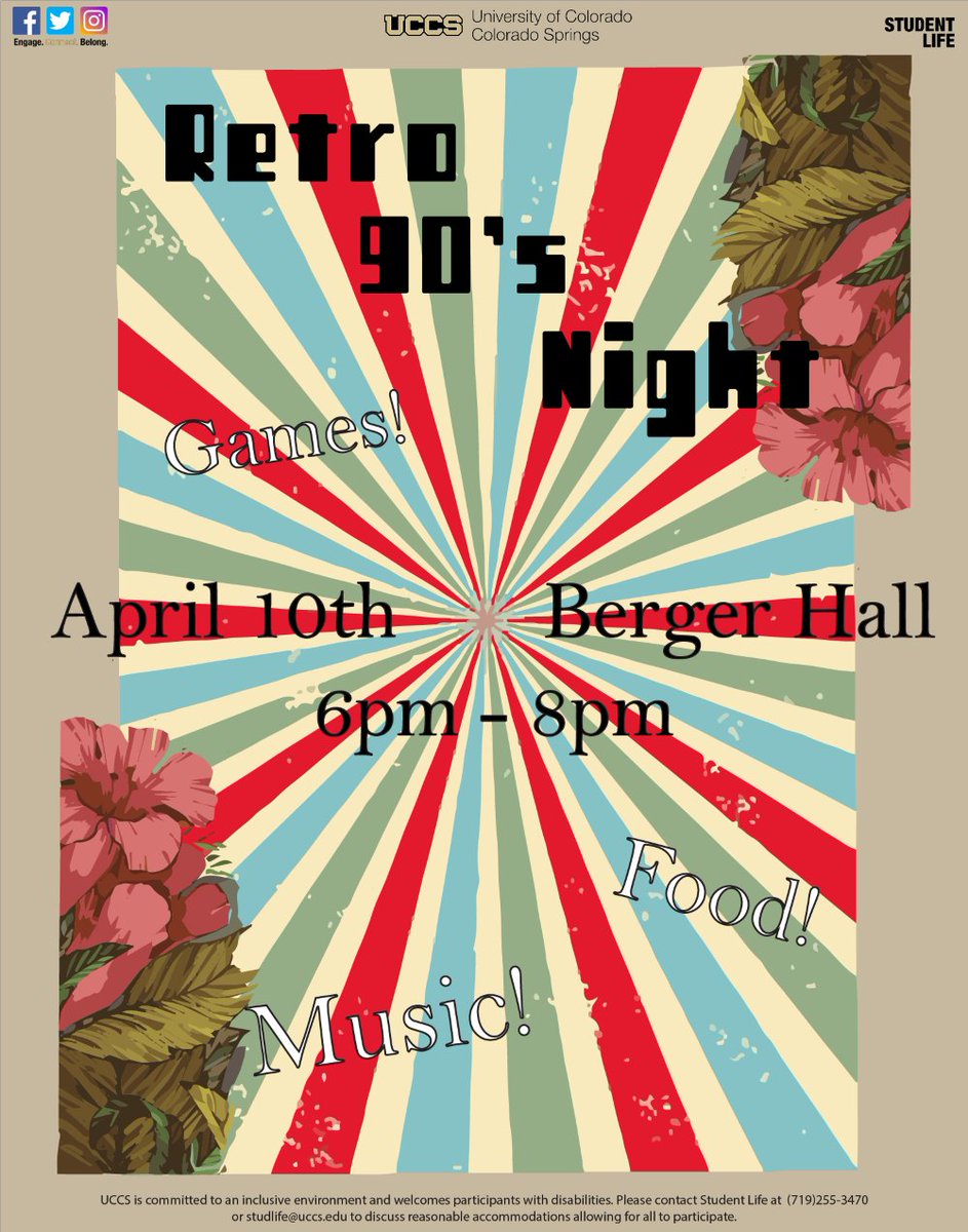 4.10.21 / Retro 90's Night / Berger Hall / 6:00pm