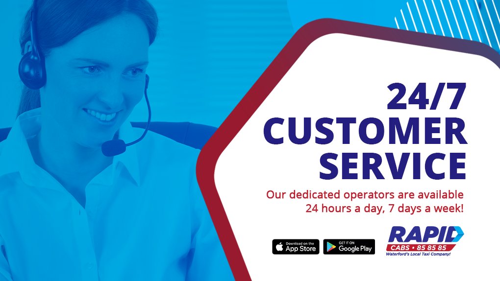 rapidcabs's tweet image. 𝟐𝟒/𝟕, 𝟑𝟔𝟓 ⏱️
Our team of highly experienced operators are at hand 24 hours a day, 7 days a week to answer any of your travel enquiries. 🙌
📞 051 858585
#CustomerService #RoundTheClockService #Waterford