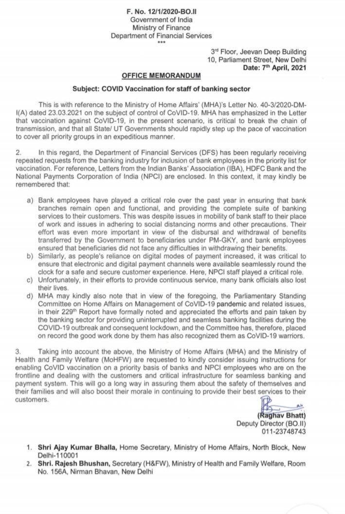 nilesh_pawar15's tweet photo. When world came to halt, there were few working communities which dared to render selfless service for country.Bankers are one of them!Despite sacrificing lives on duty,Bankers continue to serve,without vaccine.
#VACCINEFORBANKERS
@drharshvardhan
@OfficeofUT
@Dev_Fadnavis https://t.co/wy9l58nHEZ