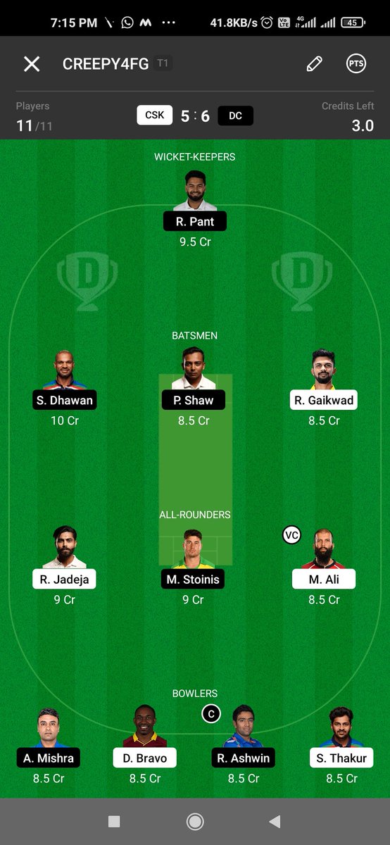 cash_cri's tweet photo. This is our dream team 🔥. Focusing on spinners. Go Delhi
#CSKvsDC #DCvsCSK #DhoniReturns #MSDhoni https://t.co/gmLMMG7FUj