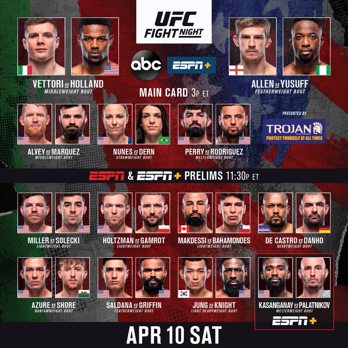 Ufc On Twitter Good Morning Fight Fans Your Ufcvegas23 Main Card Is Hours Away On Abcnetwork B2yb Trojancondoms