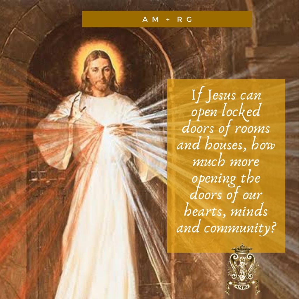 kcmasong's tweet photo. If Jesus can open locked doors of rooms and houses, how much more opening the doors of our hearts, minds and community? #FaithBites #DivineMercySunday #amrg #tegd https://t.co/GMyBBMRBQz