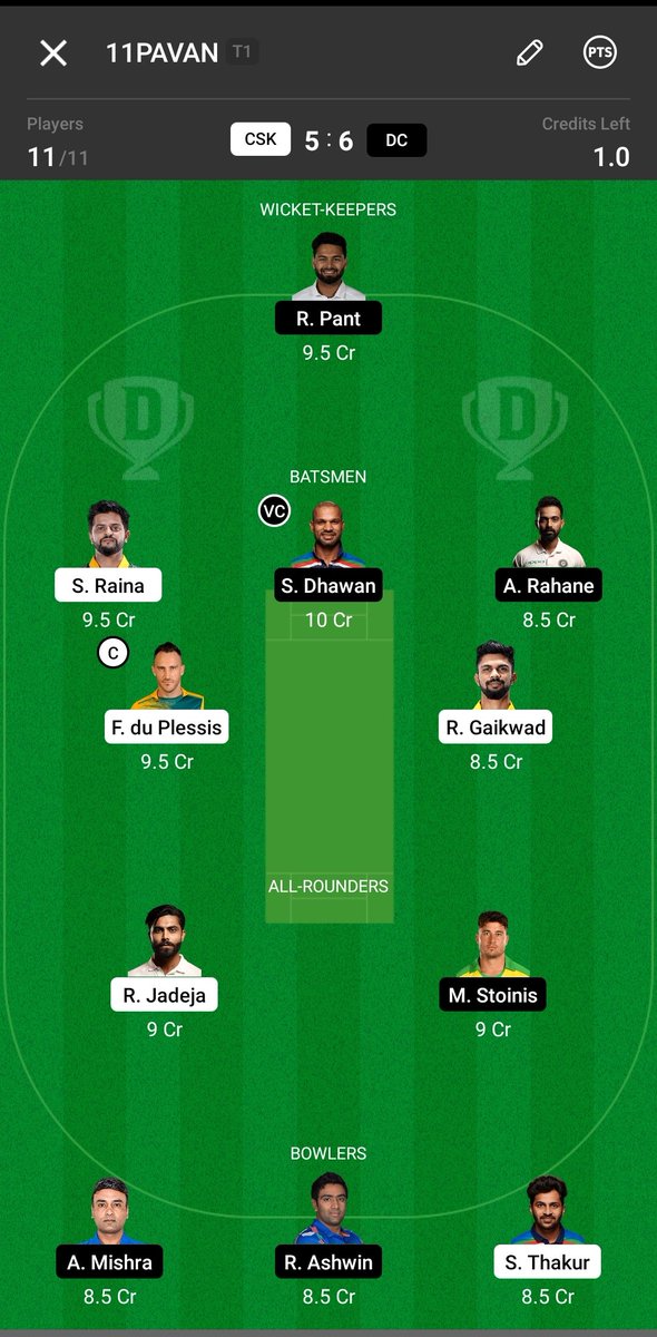 StackXI's tweet photo. Teams for #CSKvDC

All the best guys 👍

For 100% winning teams, download our app #StackXI

#StackXI #IPL #IPL2021 #IPL2021Updates #Dream11 #Dream11IPL #YeApnaGameHai #dream11predictions #Dream11Team #FantasyCricket https://t.co/Woid2yyGXq