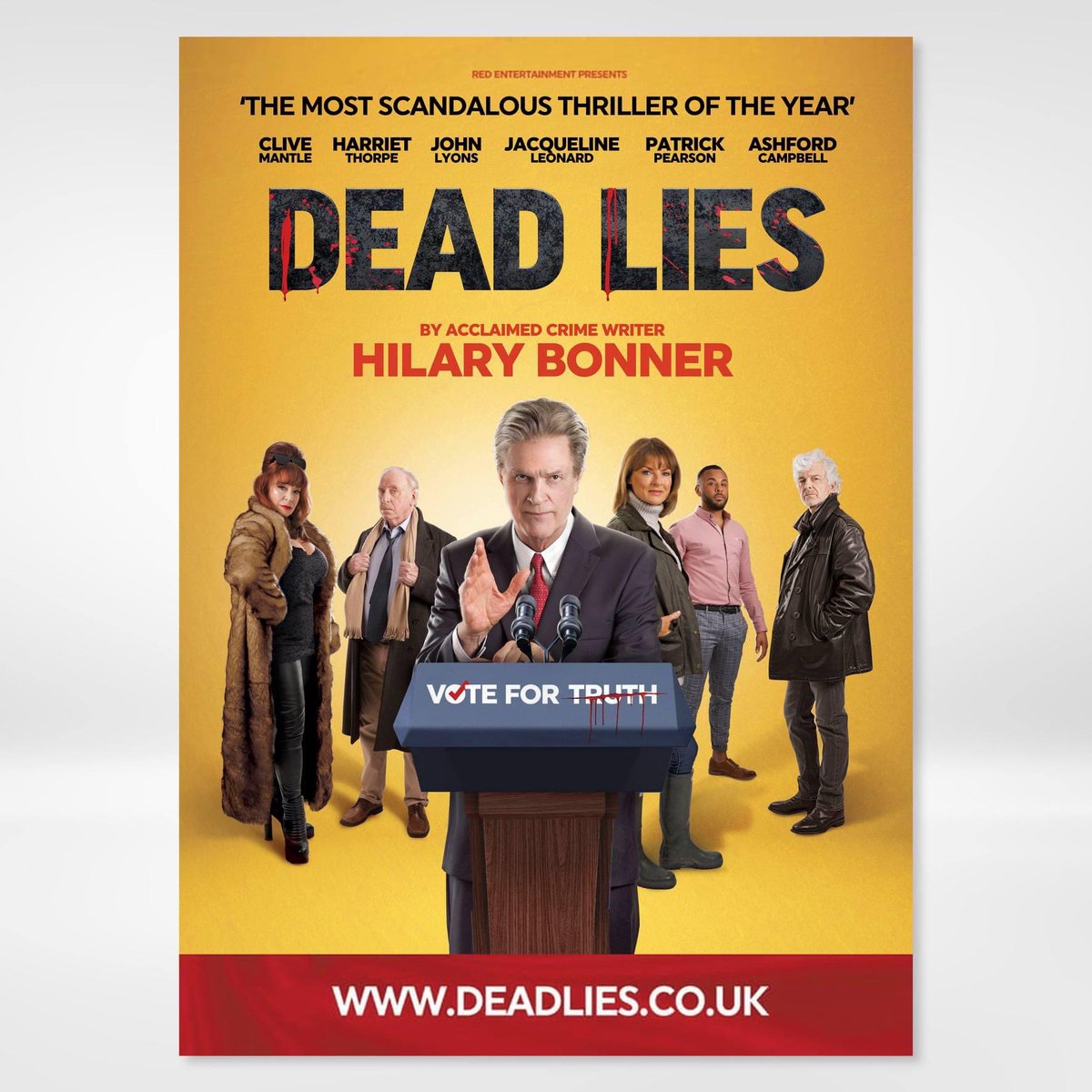 Thrilled to have designed the poster/key artwork for the amazing  <a href="/Hilary_Bonner/">Hilary Bonner</a> thriller ‘Dead Lies’ starring <a href="/MantleClive/">Clive Mantle</a> <a href="/harriet_thorpe/">Harriet Thorpe</a>  John Lyons <a href="/JacquieLeonard/">Jacqueline Leonard</a> Patrick Pearson and <a href="/CampbellAshford/">Ashford Campbell</a>