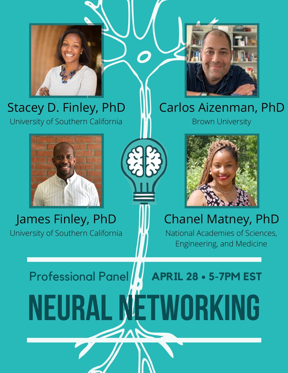 Gian Carlo Molina-Castro, Ph.D. (@molinagian) on Twitter photo 🚨<a href="/HopkinsNeuro/">Hopkins Neuroscience</a> & <a href="/JHUBME/">Johns Hopkins BME</a> 🚨 Join us in our inaugural Neural Networking Panel on April 28th @ 5pm where <a href="/ChanelMatney/">Chanel Matney, PhD</a>, <a href="/AizenmanLab/">Aizenman Lab</a>, <a href="/USCSysBio_Lab/">Dr. Stacey Finley (USC Systems Bio Lab)</a> & <a href="/jamesmfinley/">James Finley</a> will be sharing their career journeys, challenges and advice! For the registration link, DM me or check your email. 🚨<a href="/HopkinsNeuro/">Hopkins Neuroscience</a> & <a href="/JHUBME/">Johns Hopkins BME</a> 🚨 Join us in our inaugural Neural Networking Panel on April 28th @ 5pm where <a href="/ChanelMatney/">Chanel Matney, PhD</a>, <a href="/AizenmanLab/">Aizenman Lab</a>, <a href="/USCSysBio_Lab/">Dr. Stacey Finley (USC Systems Bio Lab)</a> & <a href="/jamesmfinley/">James Finley</a> will be sharing their career journeys, challenges and advice! For the registration link, DM me or check your email.