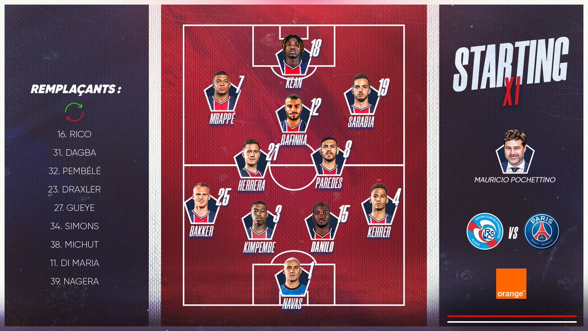 PSG_inside's tweet photo. Le 1⃣1⃣ de départ ! 🔴🔵
#RCSAPSG https://t.co/Z0cgv4iPrj