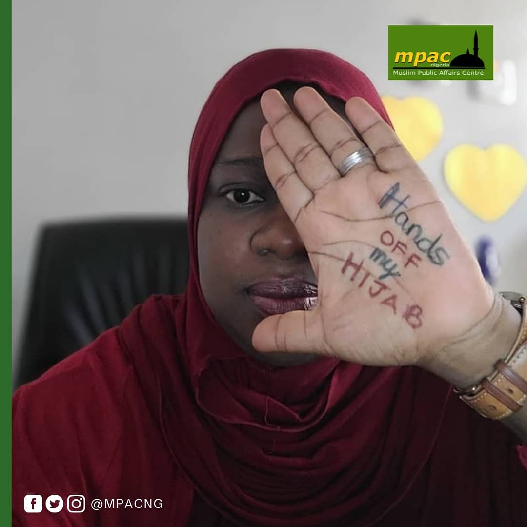 mpacng's tweet photo. End the Oppression, End Hijabophobia! 

2018 in America: Ilhan Omar elected the US House of Representative. Ilhan wears the hijab and the House is set to lift the 180 years old hat ban... 
https://t.co/xkCDzJE9oz

#handsoffmyhijab #hijabban #frenchhijab #mpacengage #hijabrights https://t.co/uKbmev70nc