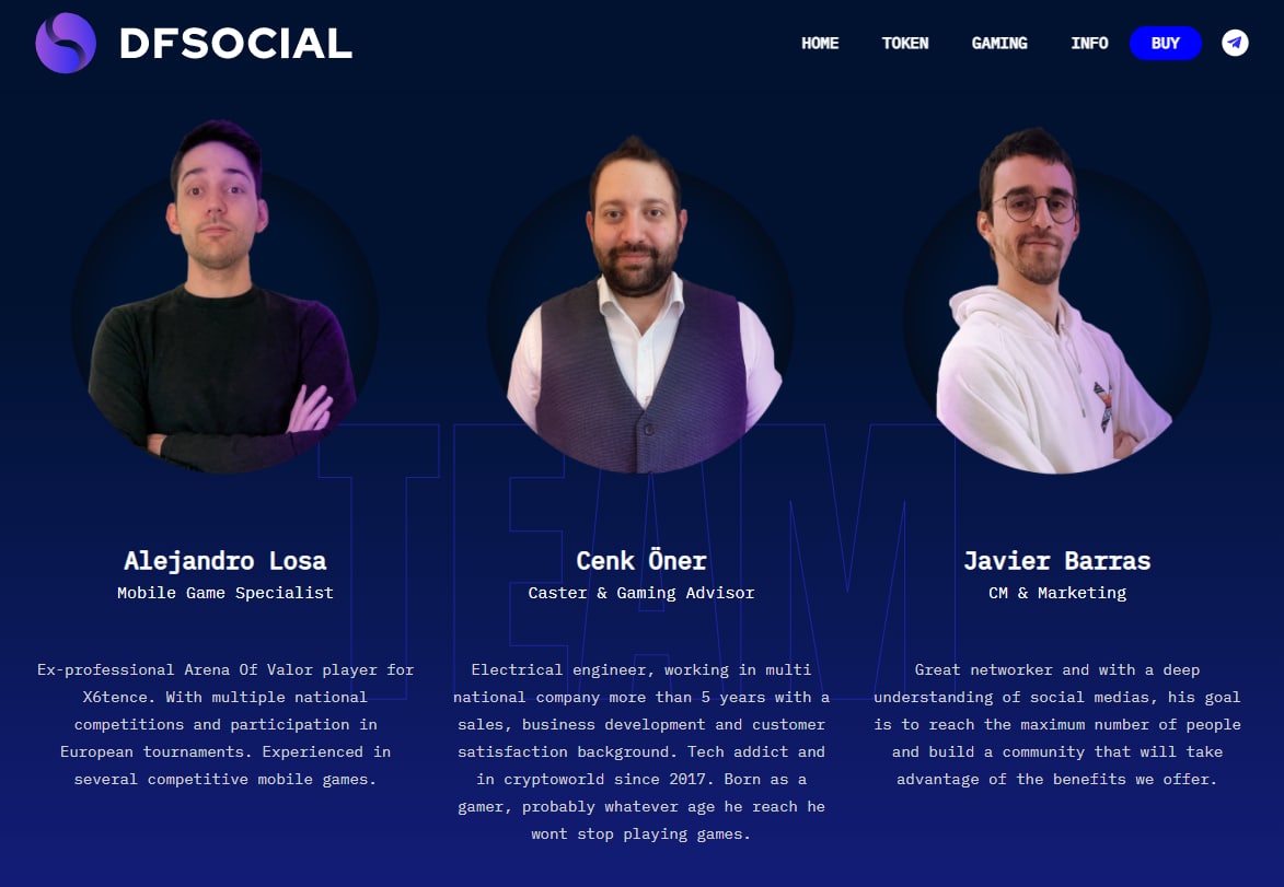 𝗧𝗛𝗘 𝘣𝘢𝘴𝘦𝘥 𝗧𝗘𝗔𝗠The team are completely public, and all have EXTREMELY good experience when it comes to launching a project of this size. More on the team can be found on the link below, and pictures attached. https://defisocial.gitbook.io/dfsocial-gaming/the-team