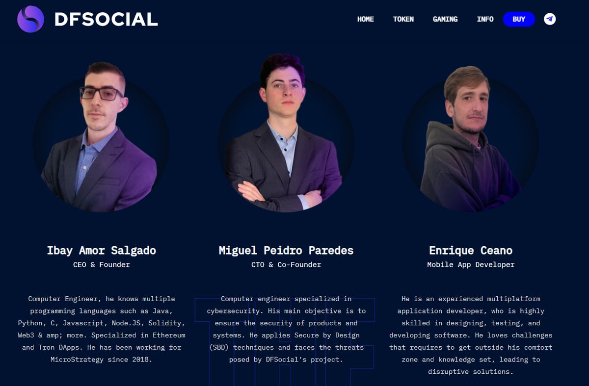 𝗧𝗛𝗘 𝘣𝘢𝘴𝘦𝘥 𝗧𝗘𝗔𝗠The team are completely public, and all have EXTREMELY good experience when it comes to launching a project of this size. More on the team can be found on the link below, and pictures attached. https://defisocial.gitbook.io/dfsocial-gaming/the-team