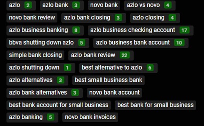 Next, I crafted my keywords, video description, and title so that my video would rank in search.I wanted people who were searching on Youtube (the 2nd largest search engine) to find my video when they typed:Azlo bank closingAzlo bank alternativesBBVA shutting down AzloEtc