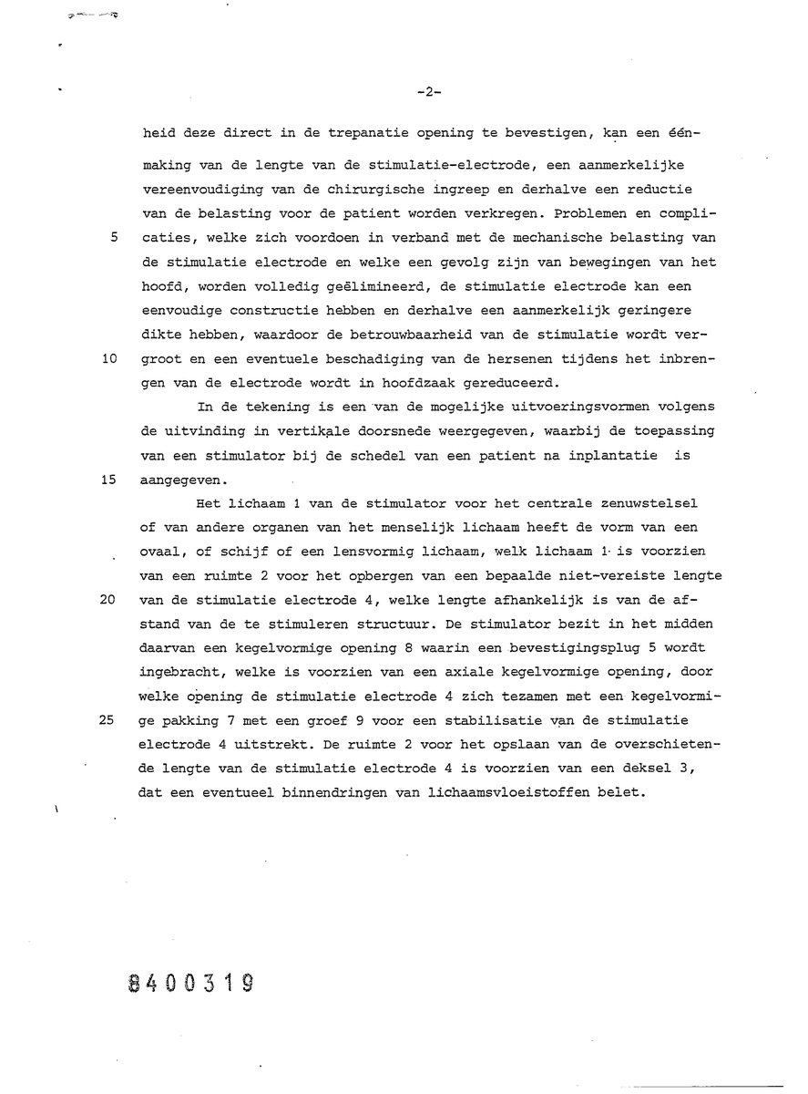 Patent since 1984 for the Nervus Vagus Stimulation in the Netherlands.