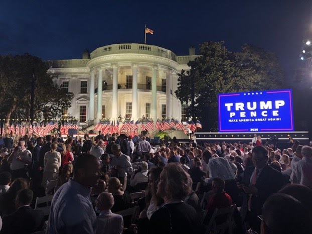 I was heartbroken when I saw the White House disrespected and used as a political prop. I took part in 3 events on South Lawn. Sept 11 memorial, July4 celebration and arrival ceremony for Head of State visit. That is sacred ground. Campaigning has no place at White House. 7/14