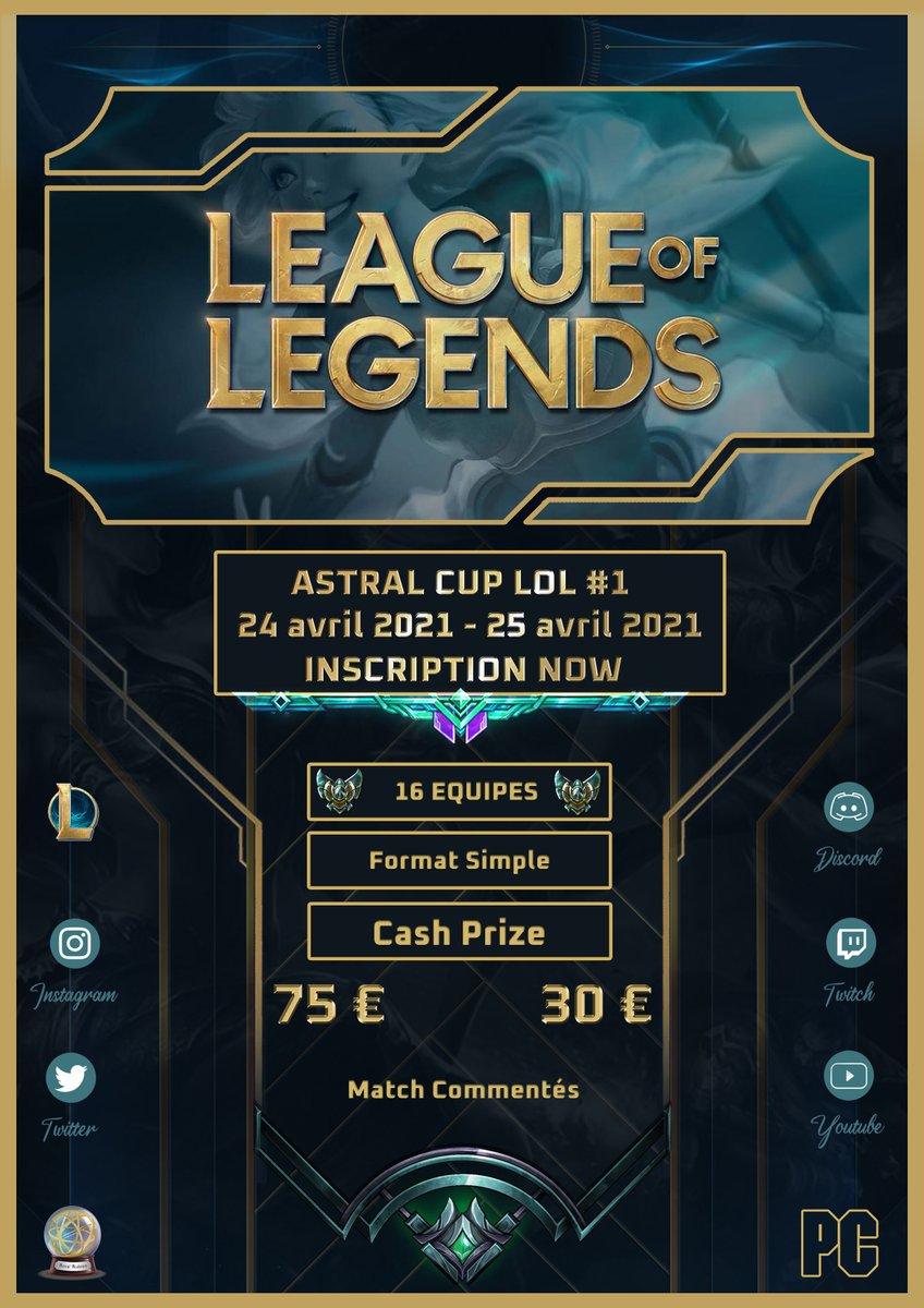 Astral_Academy's tweet photo. 🏆Astral Academy revient avec de nouveaux tournois !!
Pour commencer, Voici l'Astral Cup LOL#1 !

Samedi 24 Avril 2021 et Dimanche 25 Avril 2021;
➡️16 Slots d'équipes;
➡️105€💰;
➡️Niveau Platine;

Venez vite vous inscrire pour tentez de repartir avec la première place !💪 https://t.co/7aV4JgB8Ez