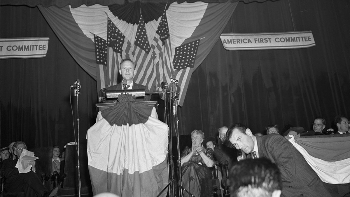 With the American First Committee (yes, that's where it came from) national hero Charles Lindbergh found a platform to openly endorse Hitler and call on Americans to join him in defending white supremacy against the rising tide of people of color.11/