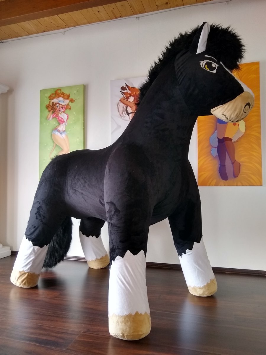 HorseplayToys's tweet photo. Finally, I found a way to combine #FursuitFriday &amp; #SqueakySaturday into one event.

Thanks to @LunoWroo who made this fantastic #fursuit for my #inflatable #horse -> mega #plush #pony!

Original horse design by @ArtingMartini 

#inflatables #plushies #furryart #furry #fluffy https://t.co/42bST6OKX6