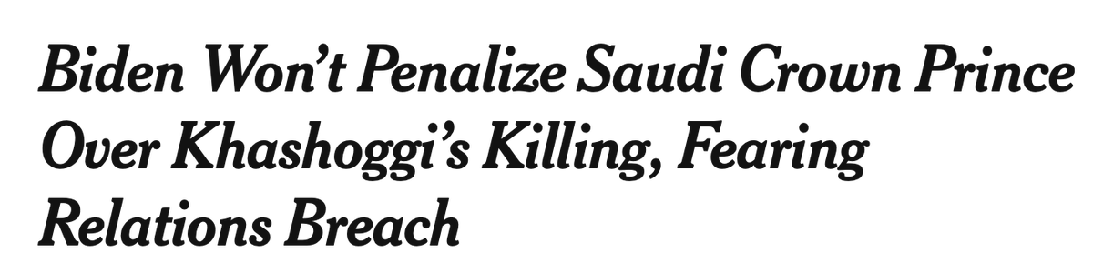 I dream of a world where men like Mohammed bin Salman can no longer get away with murder, because the energy infrastructure is domestic and the sun and the wind belong to all.  https://www.nytimes.com/2021/02/26/us/politics/biden-mbs-khashoggi.html3/n