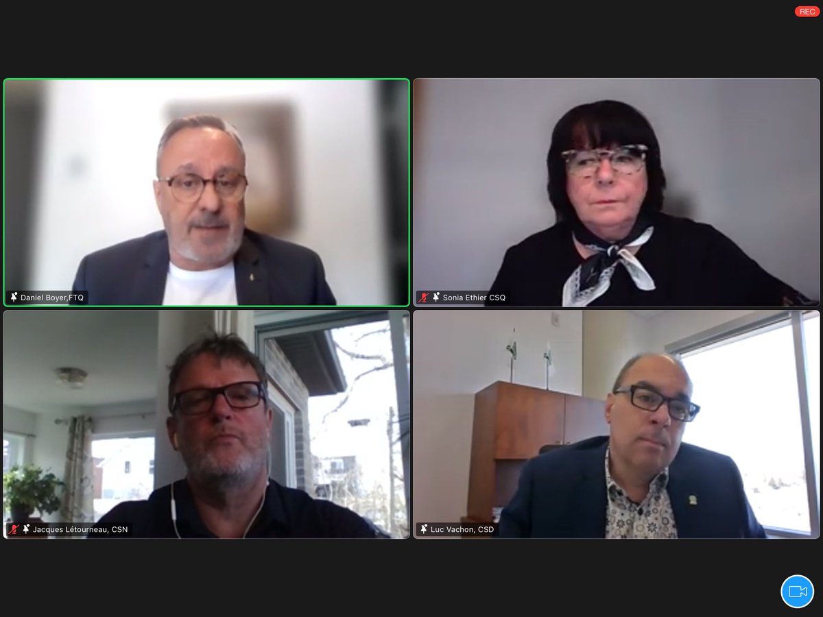 Conférence de presse intersyndicale en cours sur le projet de loi 59. #Assnat #polqc #syndqc avec <a href="/CSDCentrale/">CSD</a> <a href="/FTQnouvelles/">FTQ</a> <a href="/laCSN/">CSN</a> <a href="/CSQ_Centrale/">CSQ</a>