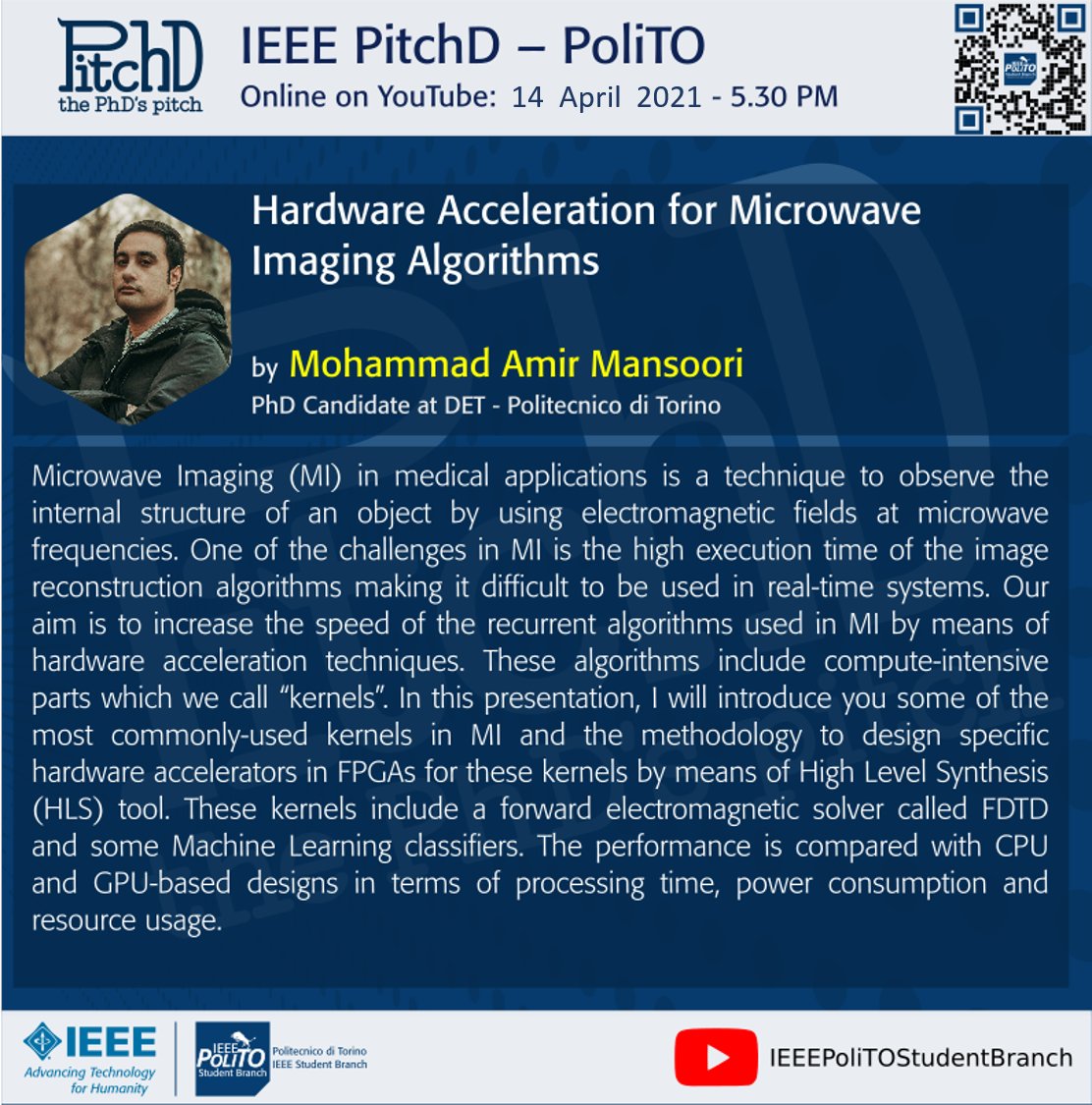IEEESBPoliTO's tweet photo. IEEE PitchD #3
β 14 April 2021 - 5.30pm CET
π YouTube: https://t.co/mS2Ec1ZQNZ
π Event: https://t.co/VUjc9zFaFP
βΉ Info: https://t.co/IMWaUeITfS
#ieee #iot #hardwareacceleration #microwaveimaging #airpollution #virtualreality #robotics #networks #sbpolito #polito #pitchd https://t.co/SvWzbZghxA