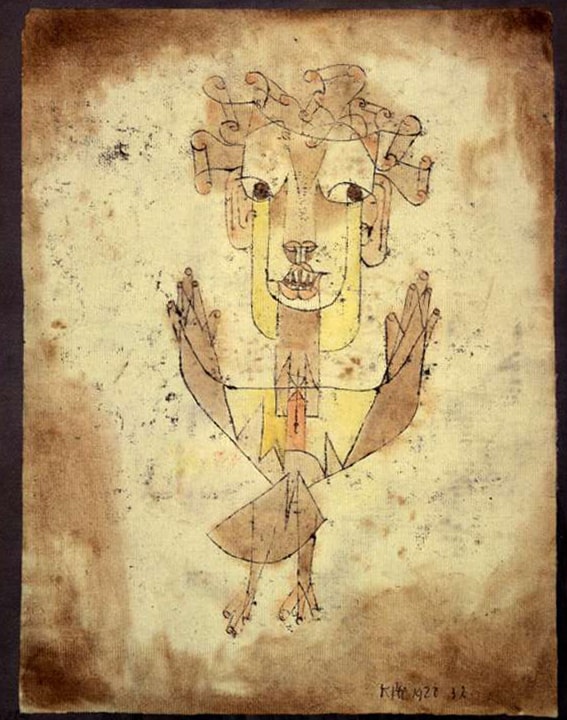 'angelus novus' by paul klee -my version is still too clean looking-i want to design a vtuber based on them