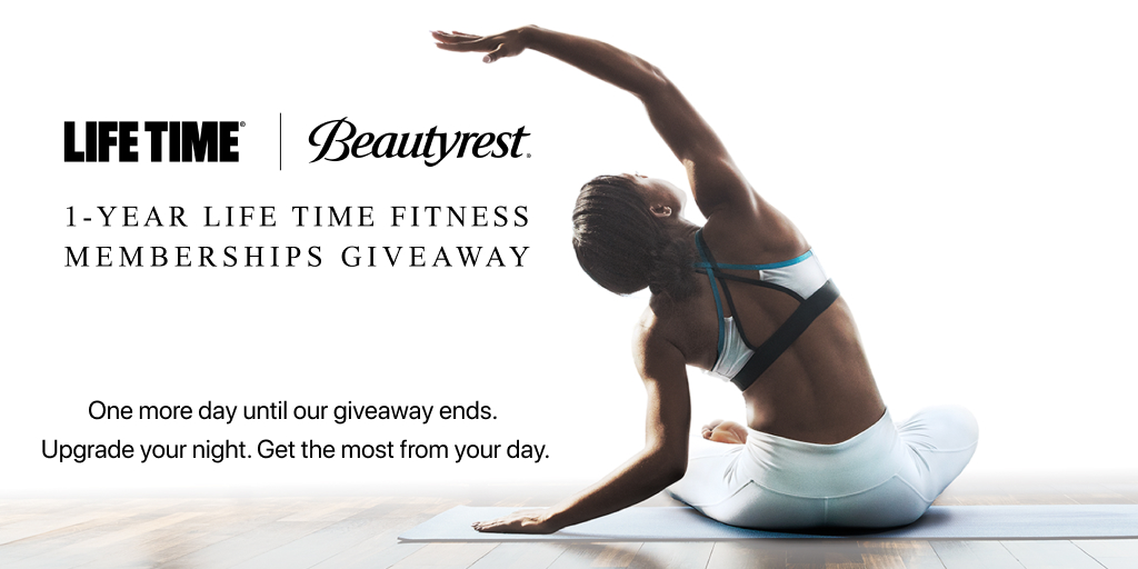 Beautyrest's tweet photo. Last day to participate in our #giveaway of 8 1-Year Free @LifeTime_Life gym memberships! #UpgradeyourHealth #SleepFirstClass
Head here for your last chance to enter: https://t.co/rEDJaLsef6 https://t.co/LC2Pw6Sby1