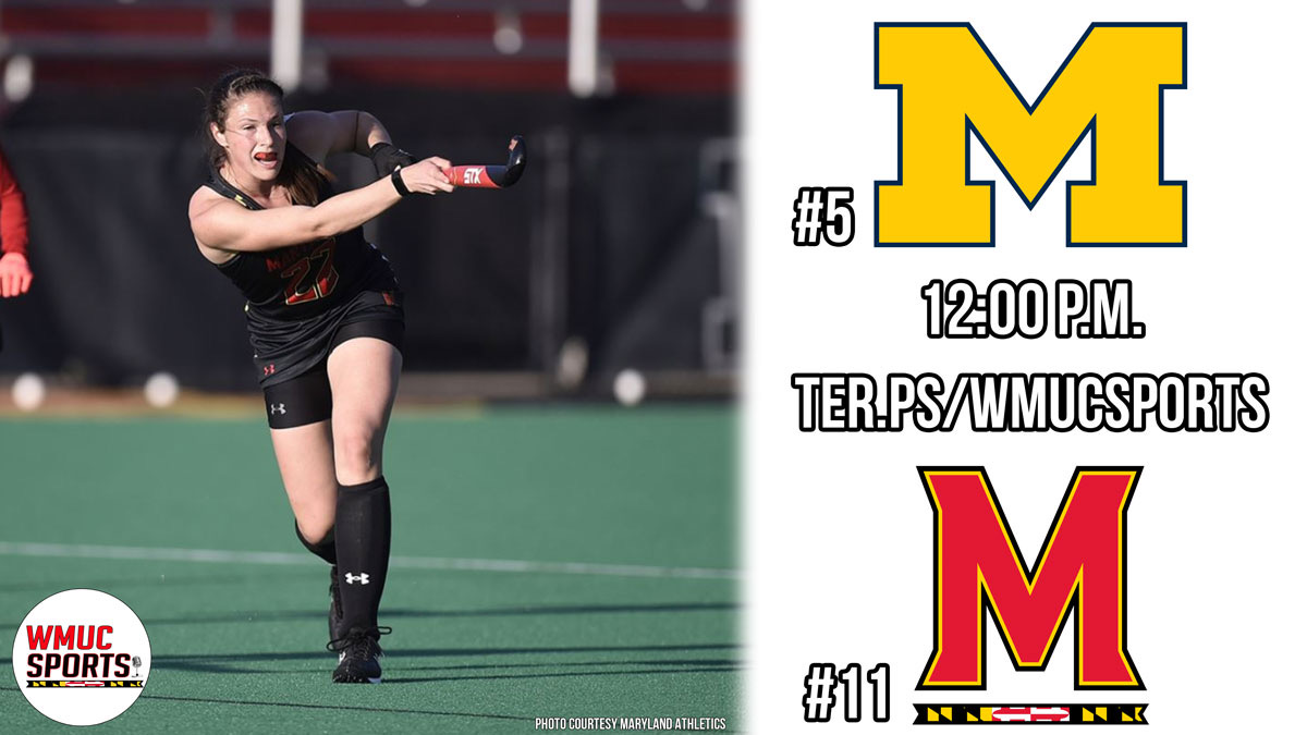 WMUCSports's tweet photo. Maryland plays host to the top-5 ranked Wolverines for the first of two games this weekend.

🏑: #5 @umichfldhockey vs. #11 @TerpsFH 
🏟️: Field Hockey and Lacrosse Complex
🕛: 12 p.m. ET
🎙️: @Mark_K_McClure &amp; @AustinKalt 
📻: https://t.co/mKjcKg7ISX https://t.co/zmIJ5VtuIf