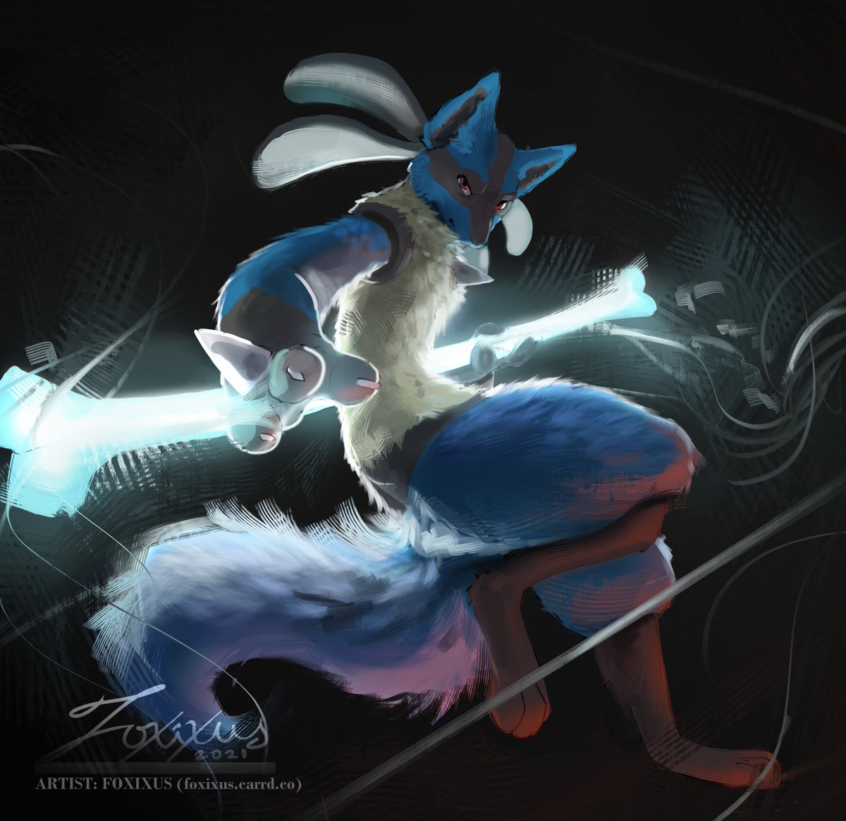 FoxixusArt's tweet photo. "Lucario"
a bit late coz I suppose to post it yesterday (Fanart Friday) 
anyways I used the same Painting style or rough painting style from my "Juno portrait Fanart (2 months ago)"
.
I used an oily brush from Paintstorm studio (art program I'm using) to make the rough look. https://t.co/yI0fFO64if