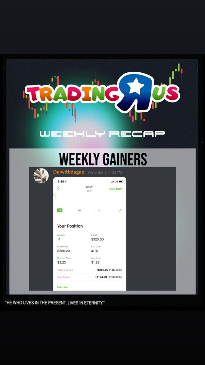 TradingRUs1's tweet photo. As April continues, the #TradingRUs community was able to dominate the upside in the market this week! A lot of Earnings are approaching and we can’t wait to kill and secure profits in them! ⏰ https://t.co/Ev4ooDJqDg