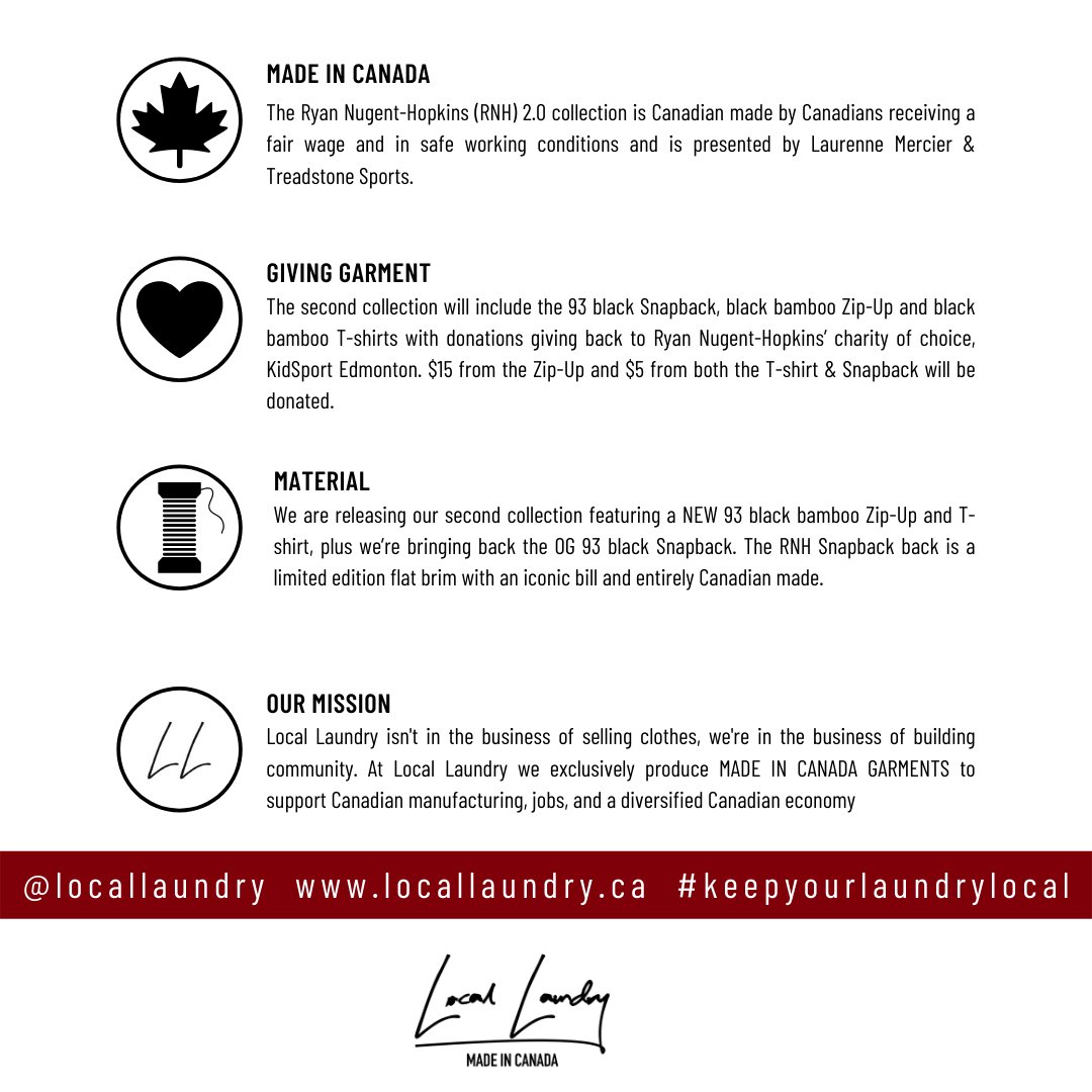 locallaundry's tweet photo. Find out more behind our #93Collection in the Garment Story. Our 2nd collaboration with @RNH_93 presented by @TSSportsAgency is available now for PREORDER until April 15th! Each garments gives back to support @KSEdmonton & the next generation! Shop now: https://t.co/EQ9mXFWEfh https://t.co/8iKhb1nvwl